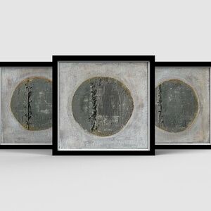 Celestial Echo - Set of 3 Abstract Textured Circle Paintings | 6"x6" Canvas Set